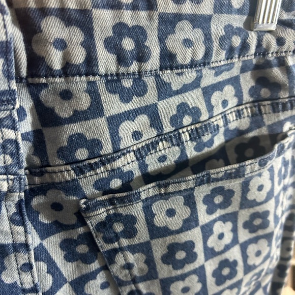H&M Divided Rare Retro Floral Blue Patterned Flare Jeans Size 10 - Picture 11 of 15